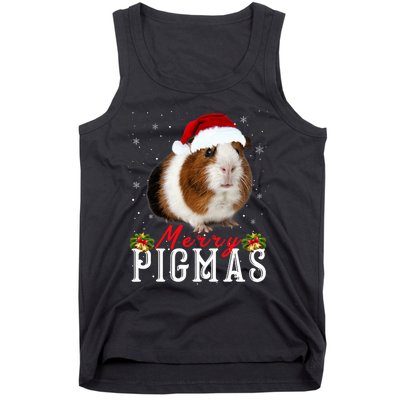 Merry Pigmas Face Mask Funny Guinea Pig Christmas Santa Xmas Tank Top