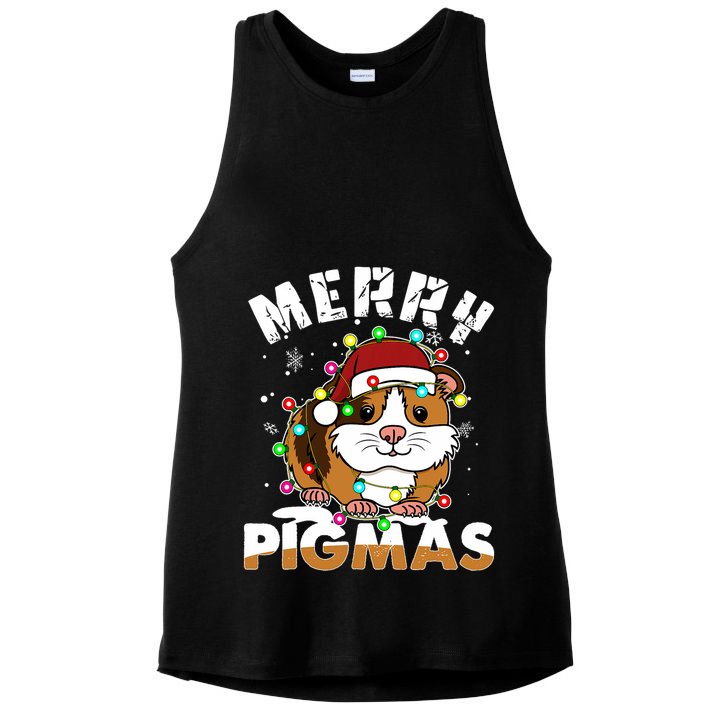 Merry Pigmas Funny Xmas Christmas Guinea Pig Lover Gift Ladies PosiCharge Tri-Blend Wicking Tank