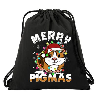 Merry Pigmas Funny Xmas Christmas Guinea Pig Lover Gift Drawstring Bag