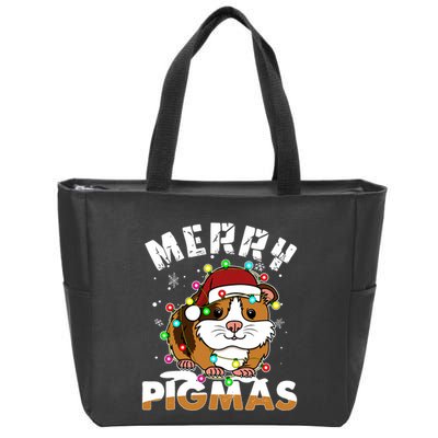Merry Pigmas Funny Xmas Christmas Guinea Pig Lover Gift Zip Tote Bag