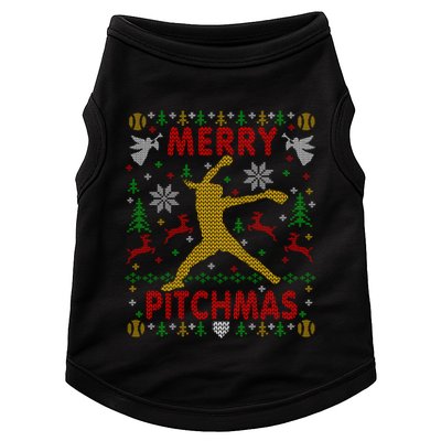 Merry Pitchmas Fastpitch Softball Pitcher Ugly Christmas Doggie Tank