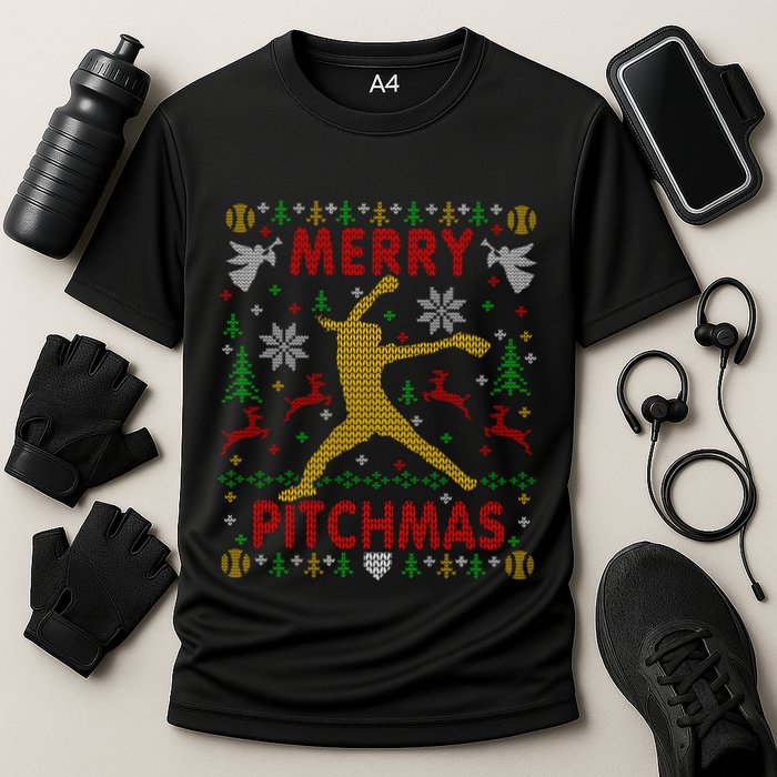 Merry Pitchmas Fastpitch Softball Pitcher Ugly Christmas Performance Shirt