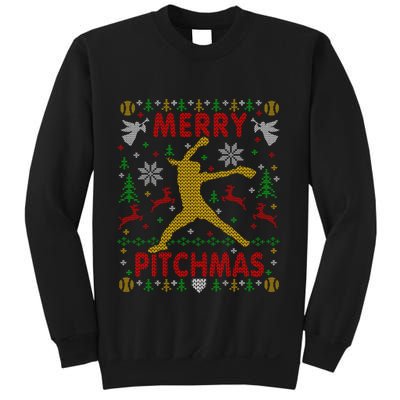 Merry Pitchmas Fastpitch Softball Pitcher Ugly Christmas Sweatshirt