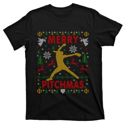 Merry Pitchmas Fastpitch Softball Pitcher Ugly Christmas T-Shirt