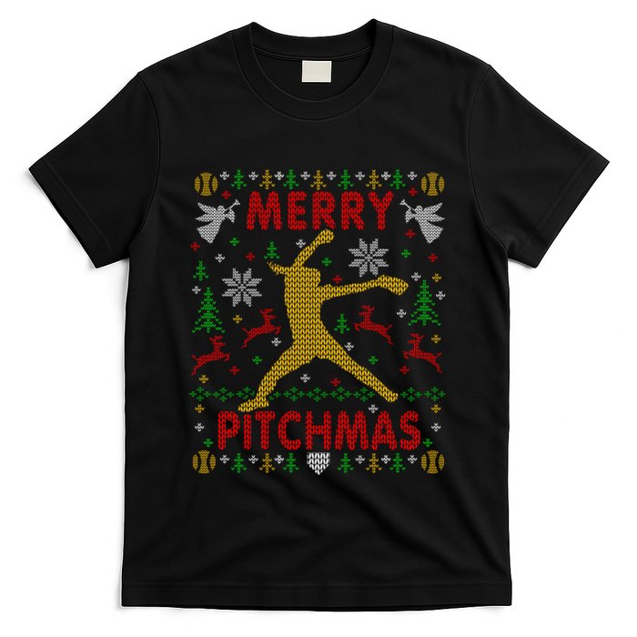 Merry Pitchmas Fastpitch Softball Pitcher Ugly Christmas T-Shirt