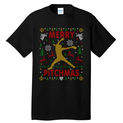 Merry Pitchmas Fastpitch Softball Pitcher Ugly Christmas Tall T-Shirt