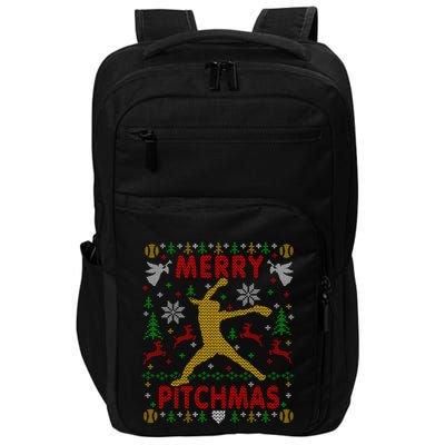 Merry Pitchmas Fastpitch Softball Pitcher Ugly Christmas Impact Tech Backpack