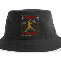 Merry Pitchmas Fastpitch Softball Pitcher Ugly Christmas Sustainable Bucket Hat