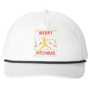 Merry Pitchmas Fastpitch Softball Pitcher Ugly Christmas Snapback Five-Panel Rope Hat