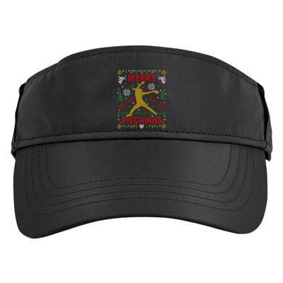 Merry Pitchmas Fastpitch Softball Pitcher Ugly Christmas Adult Drive Performance Visor