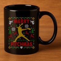 Merry Pitchmas Fastpitch Softball Pitcher Ugly Christmas 11oz C Handle Ceramic Mug