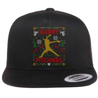 Merry Pitchmas Fastpitch Softball Pitcher Ugly Christmas Flat Bill Trucker Hat