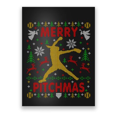 Merry Pitchmas Fastpitch Softball Pitcher Ugly Christmas Poster