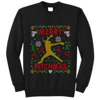 Merry Pitchmas Fastpitch Softball Pitcher Ugly Christmas Tall Sweatshirt