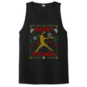 Merry Pitchmas Fastpitch Softball Pitcher Ugly Christmas PosiCharge Competitor Tank