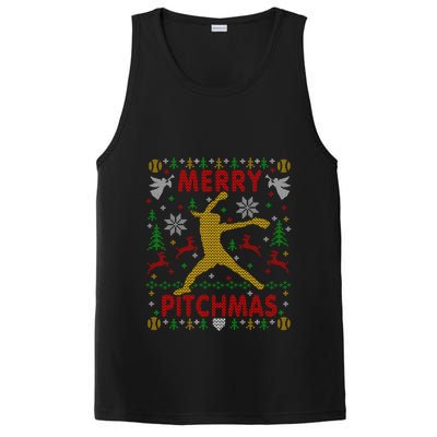 Merry Pitchmas Fastpitch Softball Pitcher Ugly Christmas PosiCharge Competitor Tank