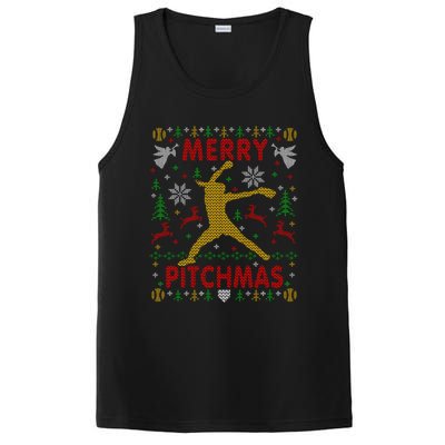 Merry Pitchmas Fastpitch Softball Pitcher Ugly Christmas PosiCharge Competitor Tank