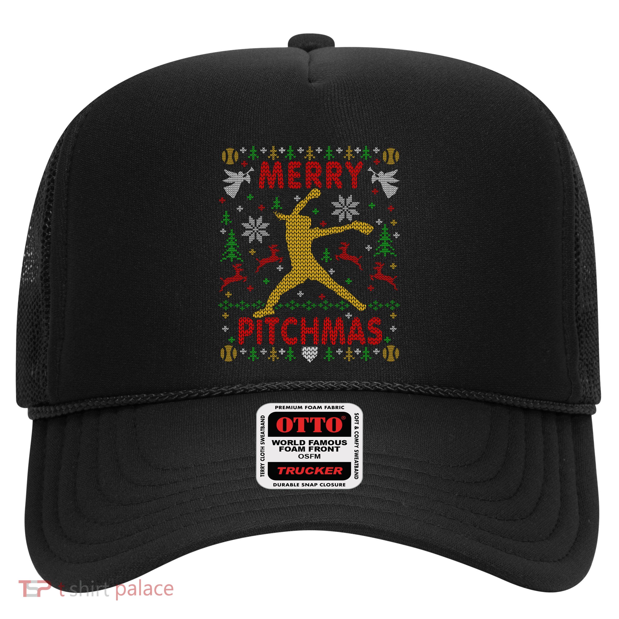 Merry Pitchmas Fastpitch Softball Pitcher Ugly Christmas Trucker Hat