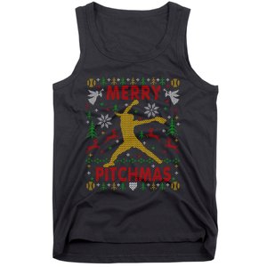 Merry Pitchmas Fastpitch Softball Pitcher Ugly Christmas Tank Top