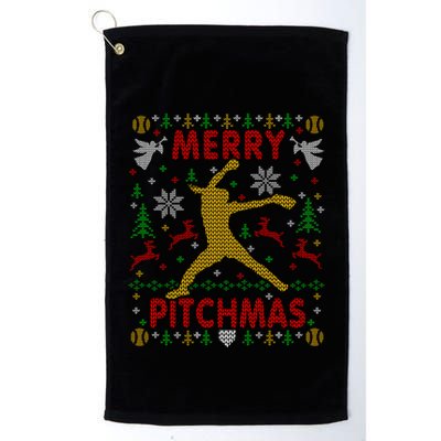 Merry Pitchmas Fastpitch Softball Pitcher Ugly Christmas Golf Towel