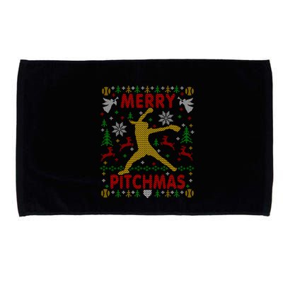 Merry Pitchmas Fastpitch Softball Pitcher Ugly Christmas Microfiber Hand Towel
