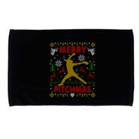 Merry Pitchmas Fastpitch Softball Pitcher Ugly Christmas Microfiber Hand Towel