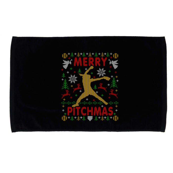 Merry Pitchmas Fastpitch Softball Pitcher Ugly Christmas Microfiber Hand Towel