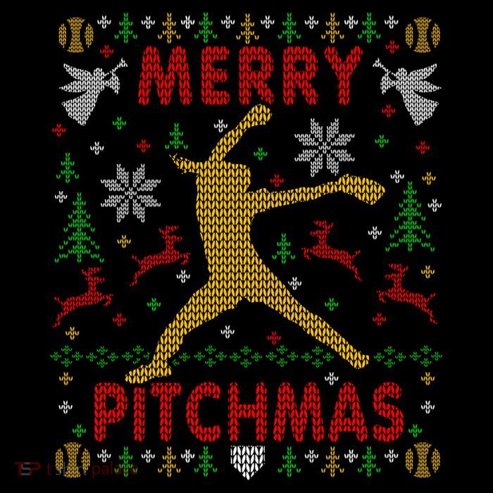 Merry Pitchmas Fastpitch Softball Pitcher Ugly Christmas Women's V-Neck T-Shirt