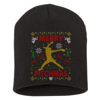 Merry Pitchmas Fastpitch Softball Pitcher Ugly Christmas Short Acrylic Beanie