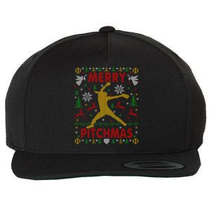 Merry Pitchmas Fastpitch Softball Pitcher Ugly Christmas Wool Snapback Cap