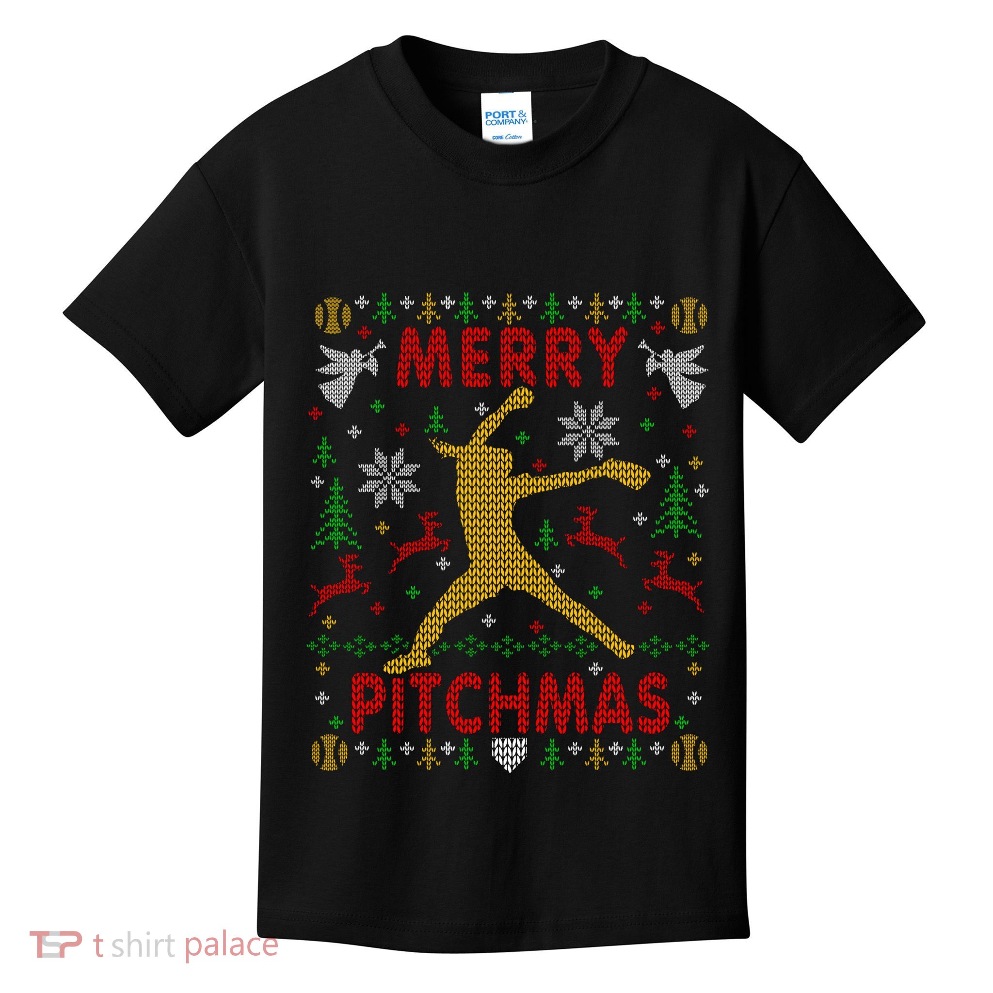 Merry Pitchmas Fastpitch Softball Pitcher Ugly Christmas Kids T-Shirt