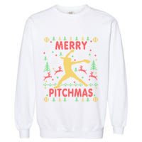 Merry Pitchmas Fastpitch Softball Pitcher Ugly Christmas Garment-Dyed Sweatshirt