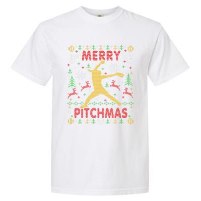 Merry Pitchmas Fastpitch Softball Pitcher Ugly Christmas Garment-Dyed Heavyweight T-Shirt