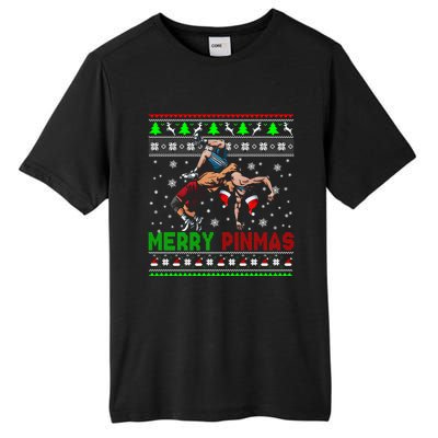 Merry Pinmas Funny Christmas Santa Wrestling Group Gift Tall Fusion ChromaSoft Performance T-Shirt