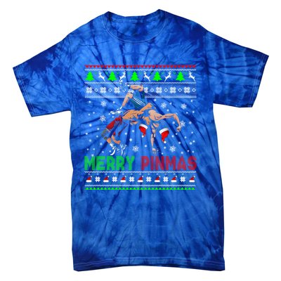 Merry Pinmas Funny Christmas Santa Wrestling Group Gift Tie-Dye T-Shirt