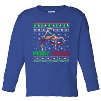 Merry Pinmas Funny Christmas Santa Wrestling Group Gift Toddler Long Sleeve Shirt