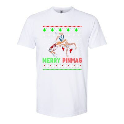 Merry Pinmas Funny Christmas Santa Wrestling Group Gift Softstyle CVC T-Shirt