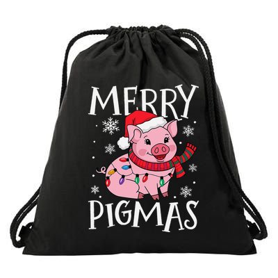 Merry Pigmas Funny Pig Christmas Santa Pig Xmas Farmer Drawstring Bag