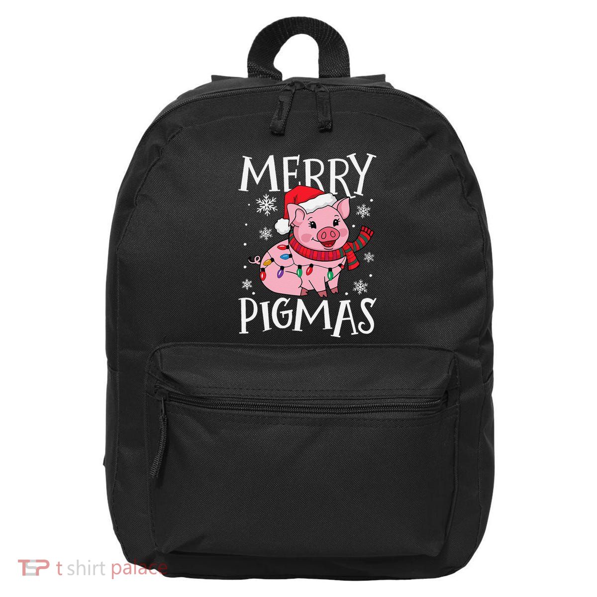 Merry Pigmas Funny Pig Christmas Santa Pig Xmas Farmer 16 in Basic Backpack