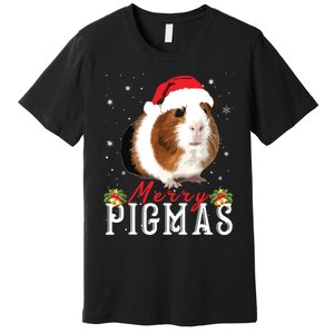 Merry Pigmas Face Mask Funny Guinea Pig Christmas Santa Xmas Premium T-Shirt