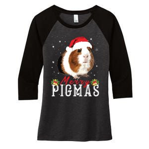 Merry Pigmas Face Mask Funny Guinea Pig Christmas Santa Xmas Women's Tri-Blend 3/4-Sleeve Raglan Shirt