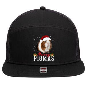 Merry Pigmas Face Mask Funny Guinea Pig Christmas Santa Xmas Gift 7 Panel Mesh Trucker Snapback Hat