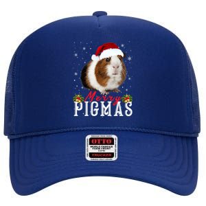 Merry Pigmas Face Mask Funny Guinea Pig Christmas Santa Xmas Gift High Crown Mesh Back Trucker Hat