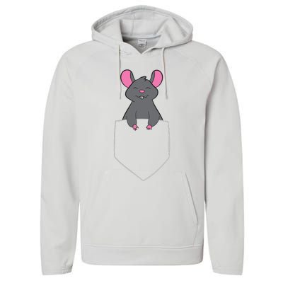 Mouse Pet Funny Mouse In Bag Rat In Pocket Performance Fleece Hoodie