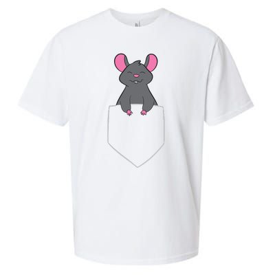 Mouse Pet Funny Mouse In Bag Rat In Pocket Sueded Cloud Jersey T-Shirt