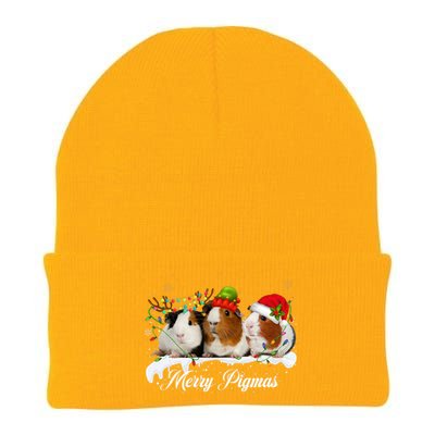 Merry Pigmas Funny Christmas Tree Xmas Light Guinea Pig Gift Knit Cap Winter Beanie