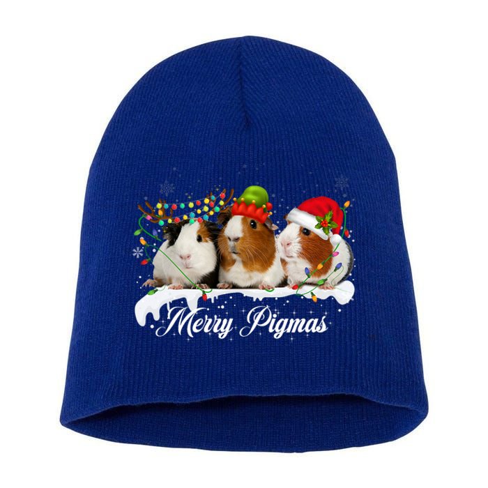 Merry Pigmas Funny Christmas Tree Xmas Light Guinea Pig Gift Short Acrylic Beanie