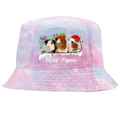 Merry Pigmas Funny Christmas Tree Xmas Light Guinea Pig Gift Tie-Dyed Bucket Hat