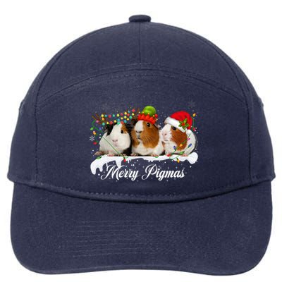 Merry Pigmas Funny Christmas Tree Xmas Light Guinea Pig Gift 7-Panel Snapback Hat