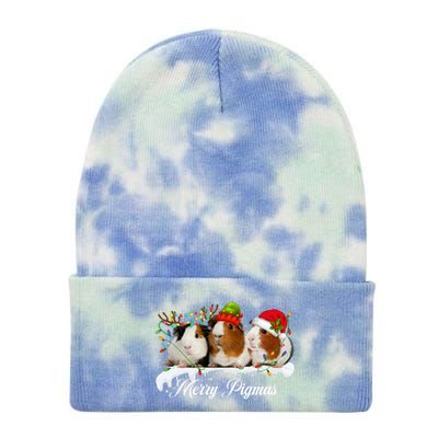 Merry Pigmas Funny Christmas Tree Xmas Light Guinea Pig Gift Tie Dye 12in Knit Beanie